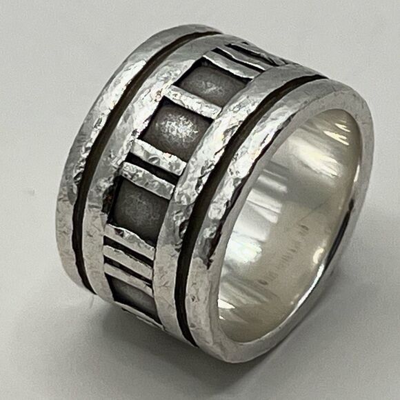 Vintage Tiffany Wide Atlas Silver Ring - Sz 4.75 - 5.0 - Picture 7 of 16